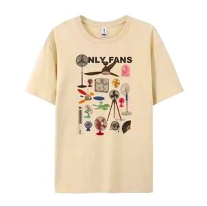 Funny Cute Cream “Only Fans” Graphic T-Shirt with Different Fans Design